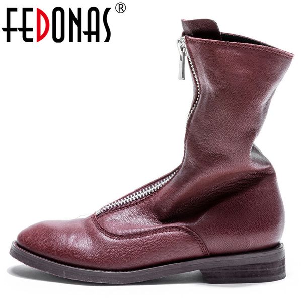 fedonas new fashion round toe low heels women women mid-calf boots genuine leather riding boots winter basic shoes, Black
fedonas new fashion round toe low heels women women mid-calf boots genuine leather riding boots winter basic shoes, Black
