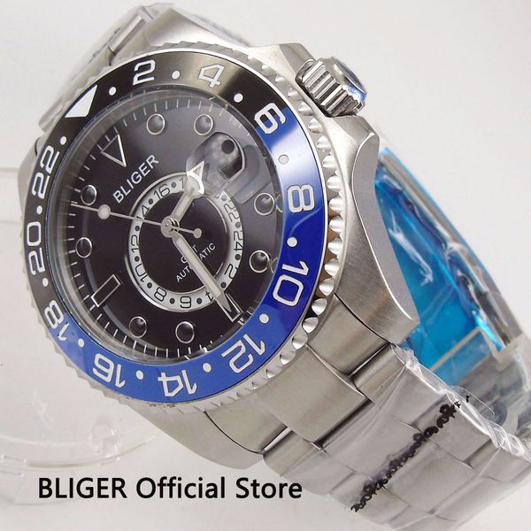 bliger 43mm big face blue black men's watch ceramic bezel luminous marks date gmt indicator sapphire automatic movement, Slivery;brown
bliger 43mm big face blue black men's watch ceramic bezel luminous marks date gmt indicator sapphire automatic movement, Slivery;brown