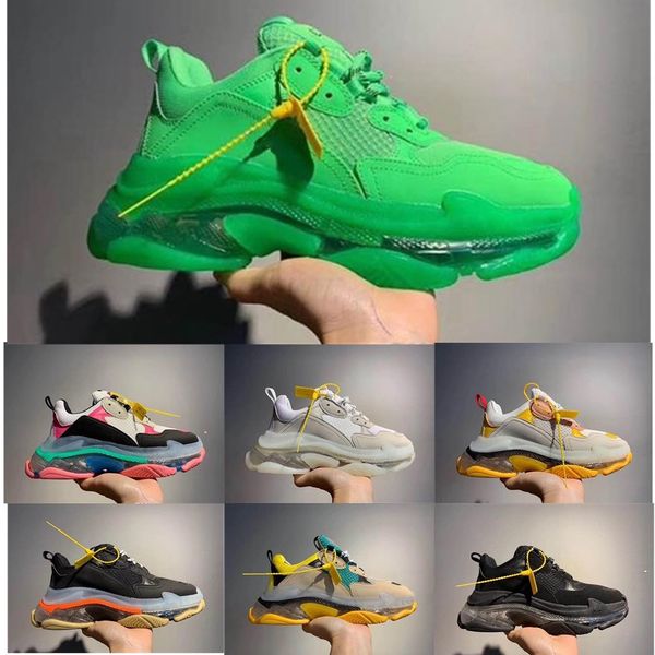 

2019 paris triple-s 17fw crystal bottom green luxury dad shoes platform triple s sneakers for mens women vintage kanye old grandpa trainer