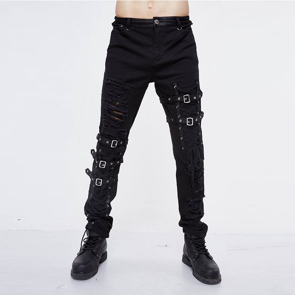 devil fashion black skinny mens jeans steam punk gothic hole belt pants for men
devil fashion black skinny mens jeans steam punk gothic hole belt pants for men
