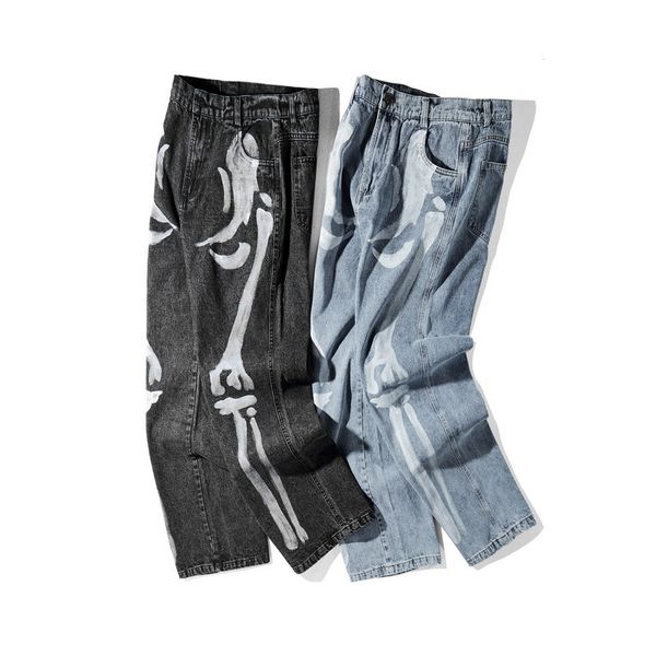 skull bones print hip hop jeans men casual loose straight denim pants men streetwear fashion punk rock trousers, Blue
skull bones print hip hop jeans men casual loose straight denim pants men streetwear fashion punk rock trousers, Blue