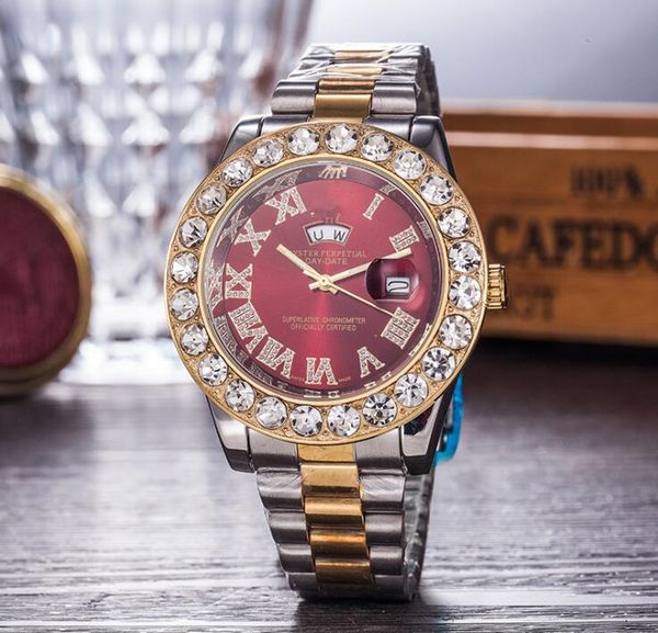 reloj hombre luxury mens watches diamond wristwatch fashion famous brand business men gold watch automatic daydate president master clock, Slivery;brown
reloj hombre luxury mens watches diamond wristwatch fashion famous brand business men gold watch automatic daydate president master clock, Slivery;brown
