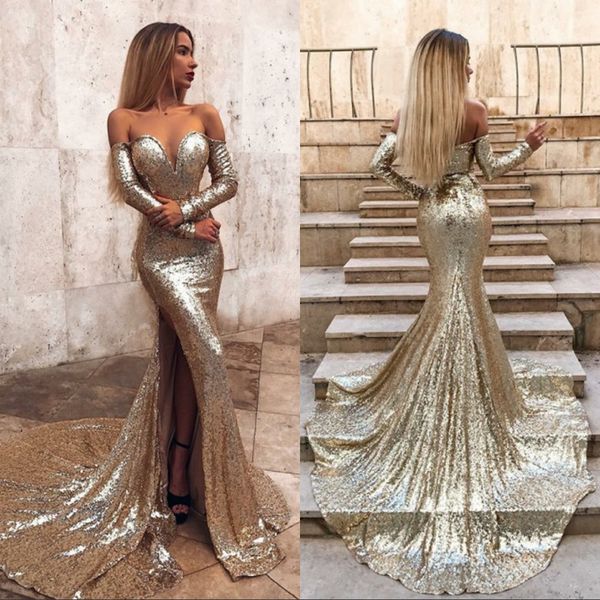 champagne prom evening dresses 2019 mermaid plus size off the shoulder long sleeves formal gowns vestidos de formatura, Black
champagne prom evening dresses 2019 mermaid plus size off the shoulder long sleeves formal gowns vestidos de formatura, Black