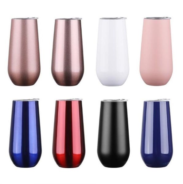 

6oz stainless steel egg cups insulated tumbler cups champagne wine glass milk cup with lid vacuum car cups kitchen accessories tta860