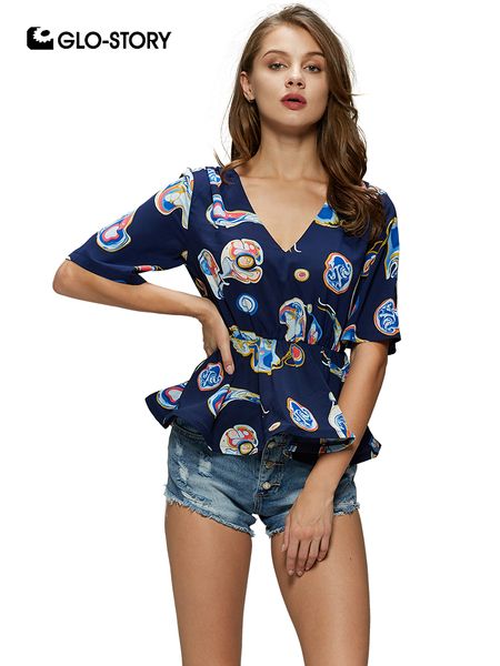 glo-story 2019 new women's deep v-neck ruffle hem shirts with sashes slim fit ladies' blouse woman clothing wcs-7877, White
glo-story 2019 new women's deep v-neck ruffle hem shirts with sashes slim fit ladies' blouse woman clothing wcs-7877, White