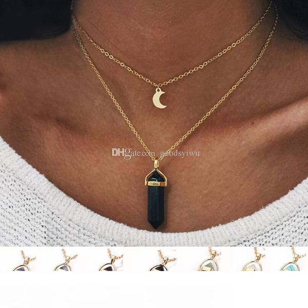 mixed colors gold chain natural stone bullet shape moon charms choker necklace for women fashion turquoise beads boho gothic jewelry gift, Silver
mixed colors gold chain natural stone bullet shape moon charms choker necklace for women fashion turquoise beads boho gothic jewelry gift, Silver