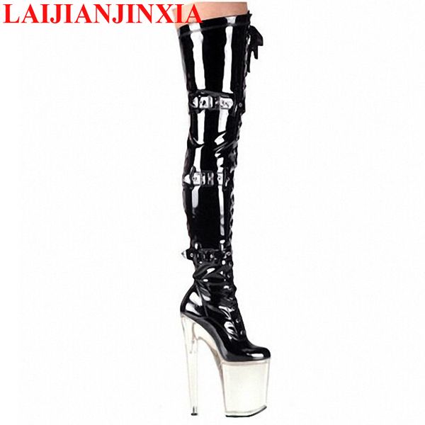 laijianjinxia over the knee boots soft pu leather thigh high boots 20cm high heel shoes platform crystal dance shoes, Black
laijianjinxia over the knee boots soft pu leather thigh high boots 20cm high heel shoes platform crystal dance shoes, Black