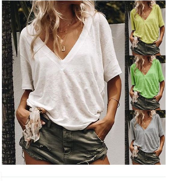 ladies t-shirt for summer's short sleeve v-neck loose women's t-shirt casual summer's plus size clothes s l xl 2xl 3xl 4xl, White
ladies t-shirt for summer's short sleeve v-neck loose women's t-shirt casual summer's plus size clothes s l xl 2xl 3xl 4xl, White