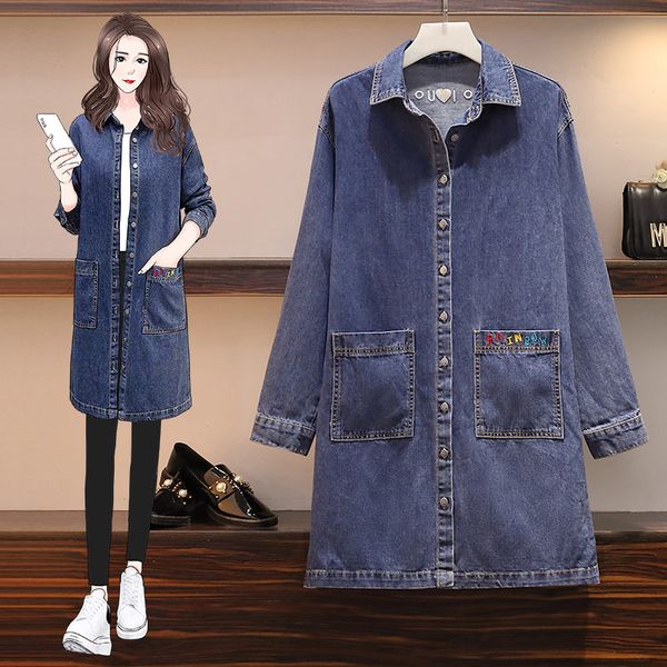 spring coat 2020 new large size women's pocket embroidered mid-length wild denim jacket fashion loose vintage windbreaker k736, Tan;black
spring coat 2020 new large size women's pocket embroidered mid-length wild denim jacket fashion loose vintage windbreaker k736, Tan;black