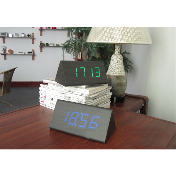 digital black wood triangle alarm clock table desk clock with sound control temperature electronic clocks zj0362
digital black wood triangle alarm clock table desk clock with sound control temperature electronic clocks zj0362