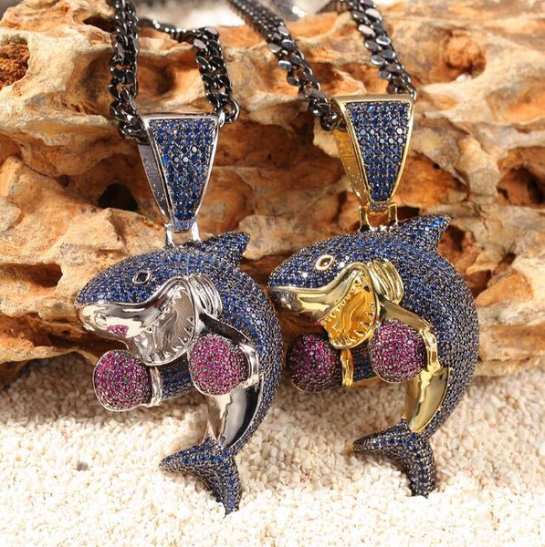 Hip Hop Iced Out Full Cubic Zircon Jumps Out of The Water Boxing Shark Pendant Necklace Chain
Hip Hop Iced Out Full Cubic Zircon Jumps Out of The Water Boxing Shark Pendant Necklace Chain