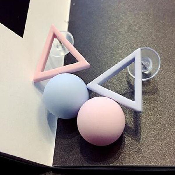 2020 korean style personality earrings for women heart net red candy color triangle ball earrings for party, Silver 
2020 korean style personality earrings for women heart net red candy color triangle ball earrings for party, Silver