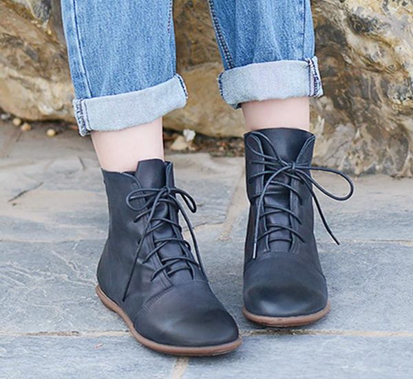 oxfords for women lace up flat sole ankle boots handmade leather martin boots black/brown
oxfords for women lace up flat sole ankle boots handmade leather martin boots black/brown