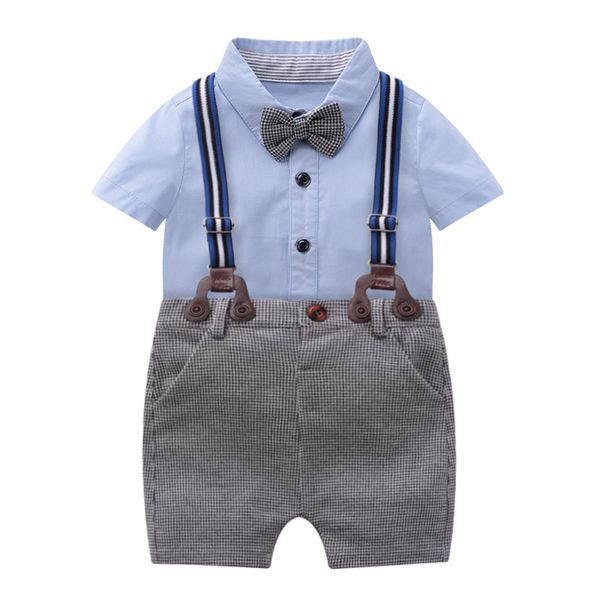 spring of the new baby gentleman suit short sleeve cotton printed shirt baby coveralls suspender pants, Blue
spring of the new baby gentleman suit short sleeve cotton printed shirt baby coveralls suspender pants, Blue