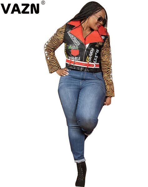 vazn ywjr0722 smart high street designer popular tiger print patchwork full sleeve women lace up short leather outwears, Black;brown
vazn ywjr0722 smart high street designer popular tiger print patchwork full sleeve women lace up short leather outwears, Black;brown