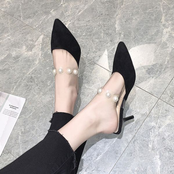 slippers 2020 new korean fashion wild pearl fairy style thin heel pointed sandals and slippers children, Black
slippers 2020 new korean fashion wild pearl fairy style thin heel pointed sandals and slippers children, Black