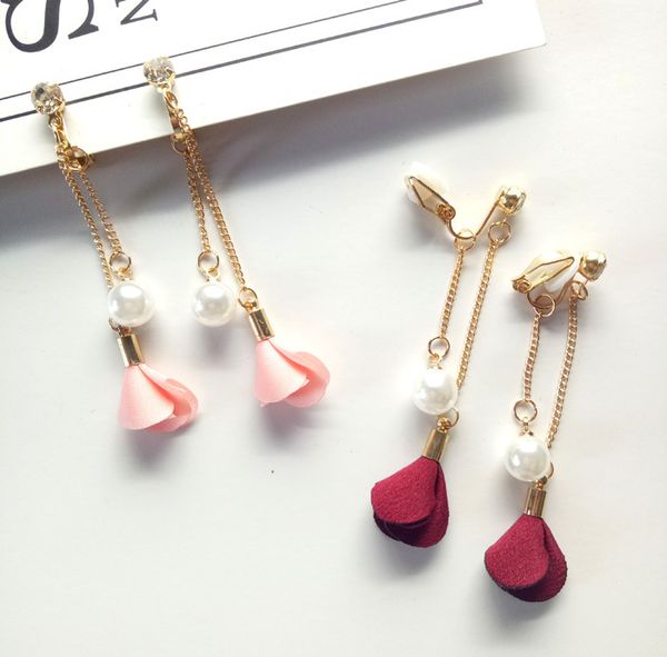 bohemia fashion fabric flower pearl long tassel earrings rhinestone non pierced ear clip on earrings women girls ear cuff, Silver
bohemia fashion fabric flower pearl long tassel earrings rhinestone non pierced ear clip on earrings women girls ear cuff, Silver