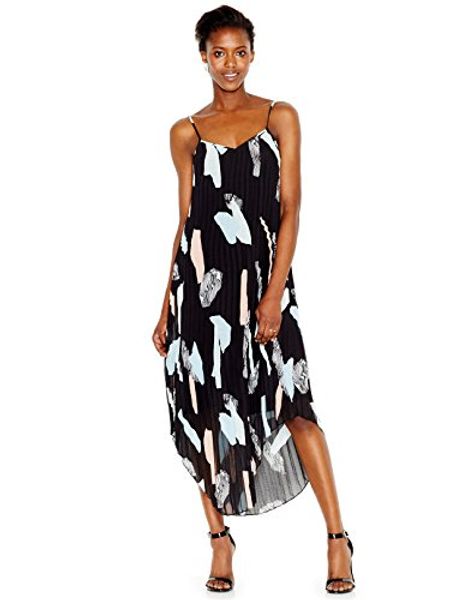 bar iii women's printed pleated midi dress, Black;gray