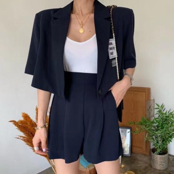 women blazers sets 2019 summer korea casual coats short sleeve suit jackets+high waist shorts two piece suits, White
women blazers sets 2019 summer korea casual coats short sleeve suit jackets+high waist shorts two piece suits, White