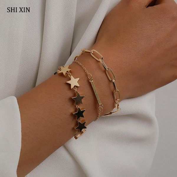 shixin punk pentagram stars bracelets for women hip hop gold/silver color chunky bracelets bangles set 2020 fashion hand chains, Golden;silver
shixin punk pentagram stars bracelets for women hip hop gold/silver color chunky bracelets bangles set 2020 fashion hand chains, Golden;silver