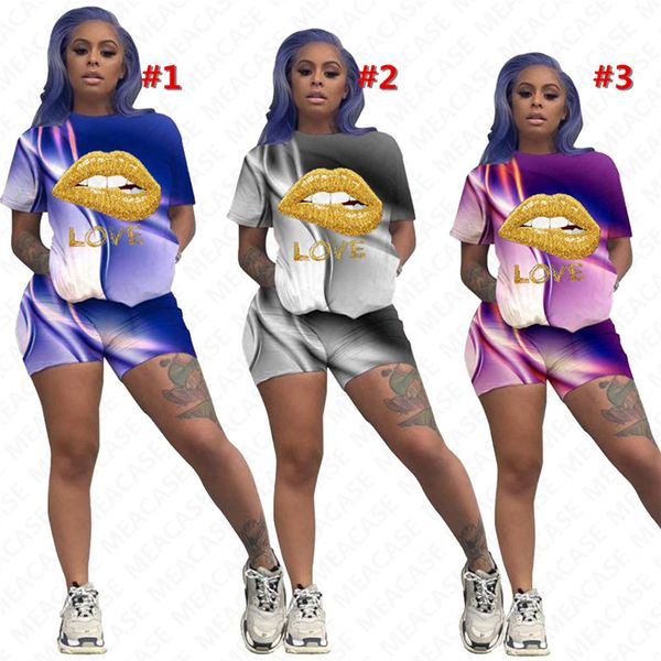 women tracksuit gradient colors printed lips letter designer short sleeves t shirt shorts two piece set outfits casual sports suit d7206, White
women tracksuit gradient colors printed lips letter designer short sleeves t shirt shorts two piece set outfits casual sports suit d7206, White
