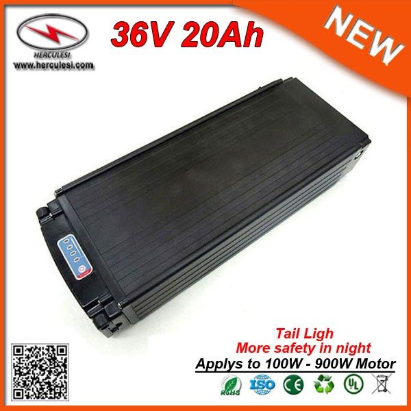safety 1000w electric bike battery 36v 20ah rear rack battery with tail light used 2.0ah cell & 30a bms + charger ing 
safety 1000w electric bike battery 36v 20ah rear rack battery with tail light used 2.0ah cell & 30a bms + charger ing