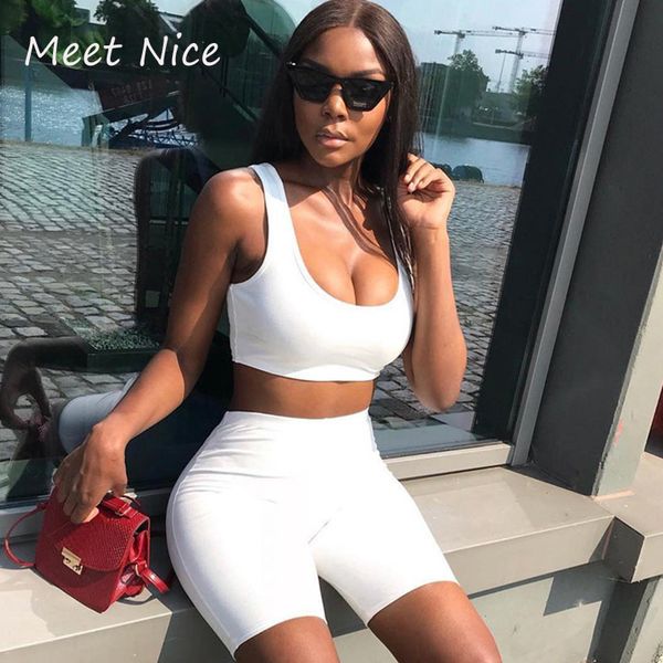 2 two piece set women crop and shorts set sleeveless casual short tracksuit women's sets conjunto feminino, White
2 two piece set women crop and shorts set sleeveless casual short tracksuit women's sets conjunto feminino, White