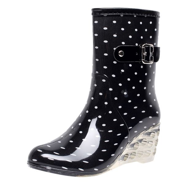 rain boots punk style mid snow boots women's mid-calf non-slip rain boots outdoor wedge water shoes woman zapatos de mujer, Black
rain boots punk style mid snow boots women's mid-calf non-slip rain boots outdoor wedge water shoes woman zapatos de mujer, Black