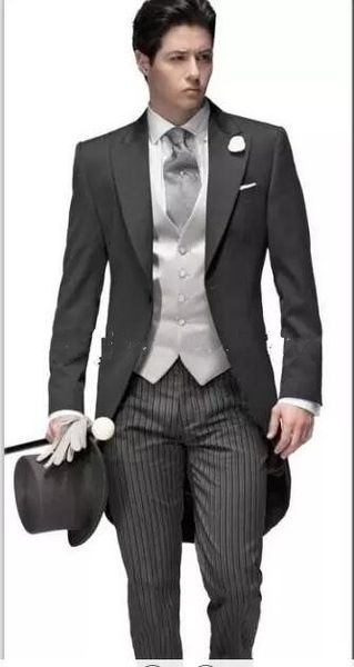 new morning style one button dark grey wedding groom tuxedos peak lapel groomsmen men suits prom blazer (jacket+pants+vest+tie) 030, Black;gray
new morning style one button dark grey wedding groom tuxedos peak lapel groomsmen men suits prom blazer (jacket+pants+vest+tie) 030, Black;gray