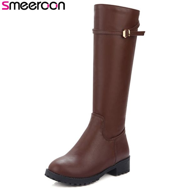smeeroon new popular autumn winter boots zip+buckle women boots round toe med heels knee high for women party shoes, Black
smeeroon new popular autumn winter boots zip+buckle women boots round toe med heels knee high for women party shoes, Black