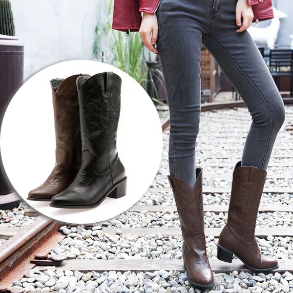soft leather square heel women boots pointed toe western cowboy boots women mid-calf chunky casual maziao, Black
soft leather square heel women boots pointed toe western cowboy boots women mid-calf chunky casual maziao, Black
