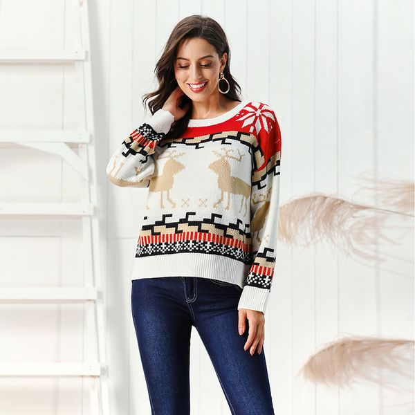 women loose sweatshirt female christmas geometric pattern o-neck long sleeve pullover snowflake sweater long sleeve sportswear, White;black
women loose sweatshirt female christmas geometric pattern o-neck long sleeve pullover snowflake sweater long sleeve sportswear, White;black