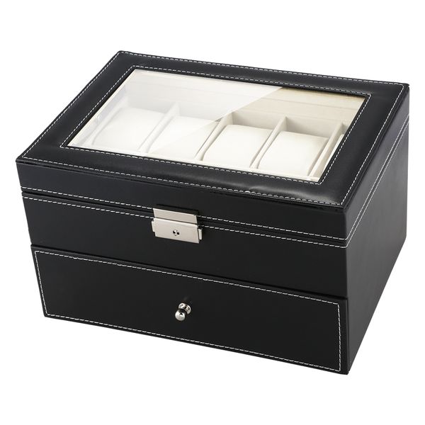 double layer 10 + 5 grid watch sunglasses display stand jewelry storage box protective cover pu leather watch box, Black;blue
double layer 10 + 5 grid watch sunglasses display stand jewelry storage box protective cover pu leather watch box, Black;blue