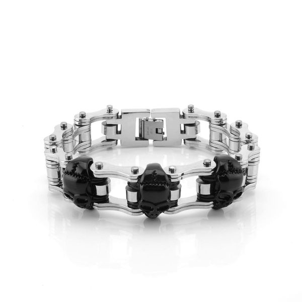 skull biker men's bracelet for men motorcycle link 316l stainless steel bracelet, Black
skull biker men's bracelet for men motorcycle link 316l stainless steel bracelet, Black