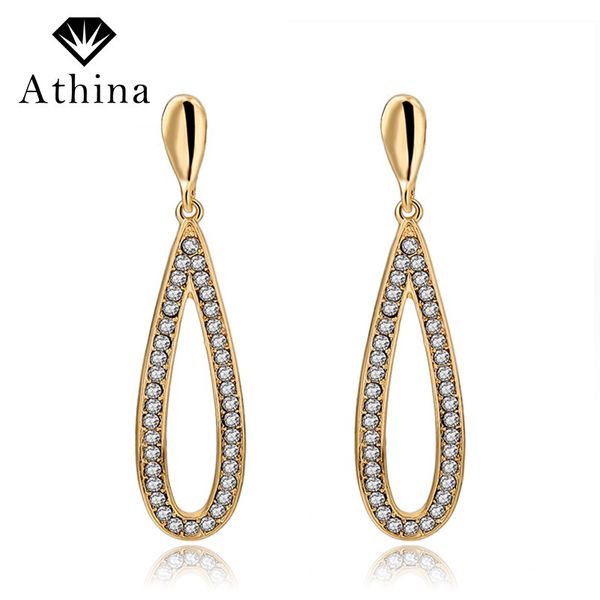 rhinestone water drop elegant charm earring brincos long gold stud earrings wholesale fashion earing for women ser150090, Golden;silver