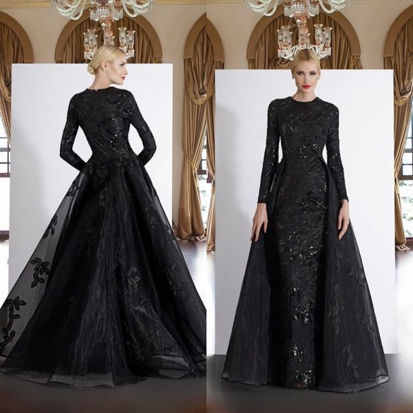 2020 delicate lace mermaid evening dresses arabic dubai muslim long sleeves appliques sequins formal gowns with detachable train, Black;red
2020 delicate lace mermaid evening dresses arabic dubai muslim long sleeves appliques sequins formal gowns with detachable train, Black;red