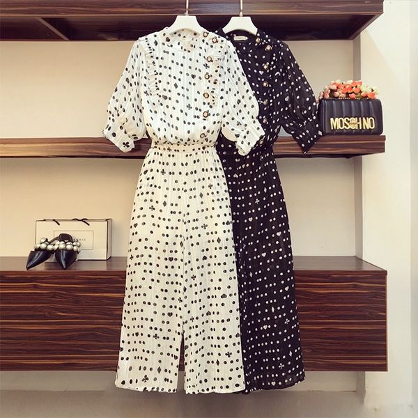 chiffon polka dot 2 piece set women ruffles blouse white shirt + elastic high waist wide legs pant set ladies plus size suit
chiffon polka dot 2 piece set women ruffles blouse white shirt + elastic high waist wide legs pant set ladies plus size suit