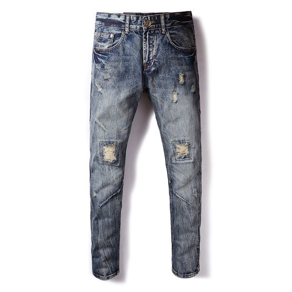 retro design fashion mens jeans italian style vintage ripped jeans men slim fit casual pants brand streetwear biker, Blue
retro design fashion mens jeans italian style vintage ripped jeans men slim fit casual pants brand streetwear biker, Blue