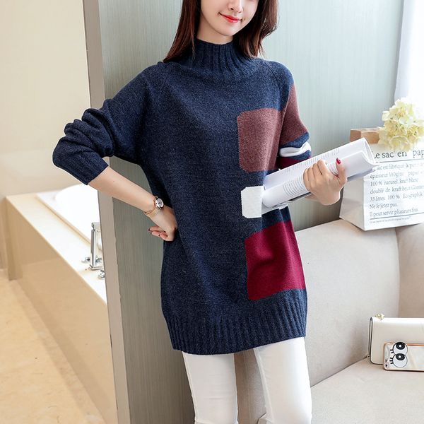 half a turtleneck pullovers female dress of new fund autumn winters is loose stitching color knit render unlined upper garment, White;black
half a turtleneck pullovers female dress of new fund autumn winters is loose stitching color knit render unlined upper garment, White;black