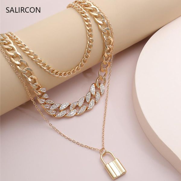 salircon punk miami curb cuban chain rhinestone necklaces multi layer chunky choker lock pendant necklace women men goth jewelry, Silver
salircon punk miami curb cuban chain rhinestone necklaces multi layer chunky choker lock pendant necklace women men goth jewelry, Silver