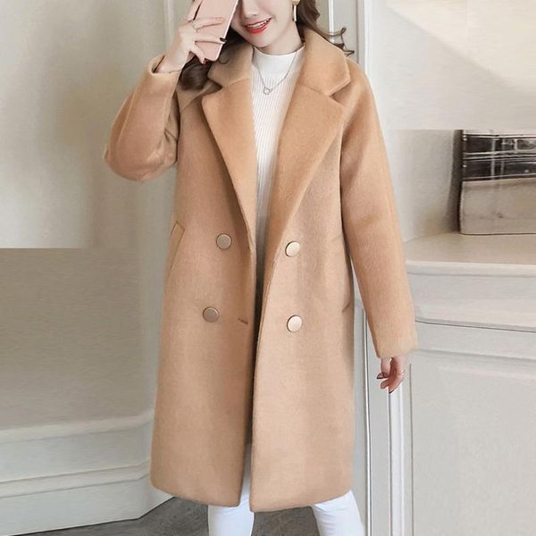 2020 autumn and winter woolen coat female long new korean temperament women's solid color outerwear woolen jacket coat, Black
2020 autumn and winter woolen coat female long new korean temperament women's solid color outerwear woolen jacket coat, Black