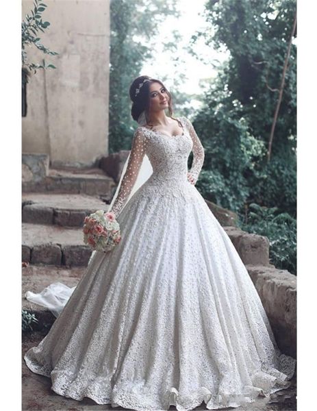 arabic 2020 new design modern wedding dresses scoop neck full lace crystal beaded long sleeves sweep train plus size formal bridal gowns, White
arabic 2020 new design modern wedding dresses scoop neck full lace crystal beaded long sleeves sweep train plus size formal bridal gowns, White
