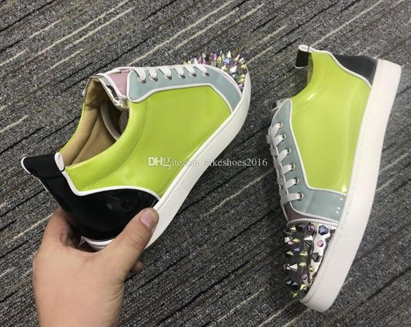 2019 new shoes spikes orlato mens flat vetro sneaker red bottom spikes fluorescent green patent leather high sneaker trainers 35-47, Black
2019 new shoes spikes orlato mens flat vetro sneaker red bottom spikes fluorescent green patent leather high sneaker trainers 35-47, Black