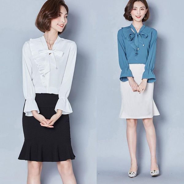 plus size blouse women shirts long sleeve stand collar bow fashion elegant office chiffon blusas mujer de moda 2020, White
plus size blouse women shirts long sleeve stand collar bow fashion elegant office chiffon blusas mujer de moda 2020, White