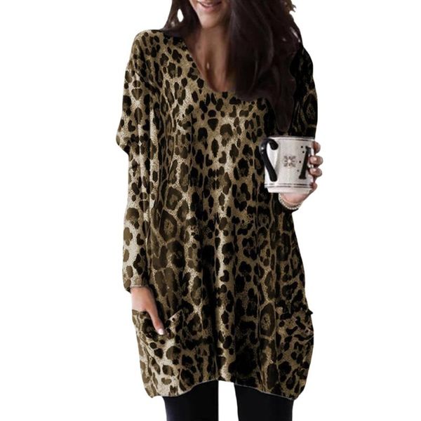women tunic apparel pocket pullover round neck leopard print long sleeve clothing daily polyester baggy fashion adult, White
women tunic apparel pocket pullover round neck leopard print long sleeve clothing daily polyester baggy fashion adult, White