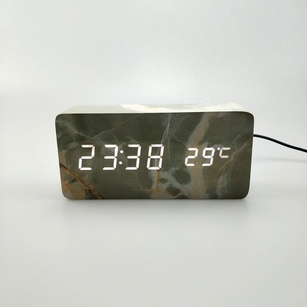 table clock simple led marble head road wooden temperature date creative voice control snooze electronic alarm clock home office
table clock simple led marble head road wooden temperature date creative voice control snooze electronic alarm clock home office