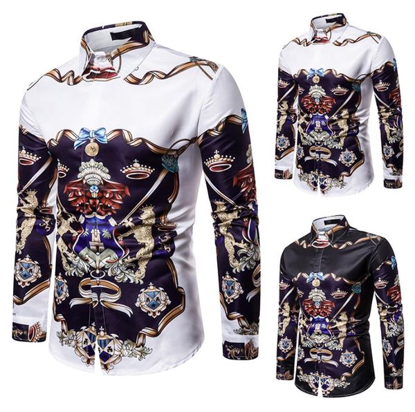 print men shirt autumn vintage gold print men's long sleeve turn down collar single breasted printing retro pattern shirts c528, White;black
print men shirt autumn vintage gold print men's long sleeve turn down collar single breasted printing retro pattern shirts c528, White;black