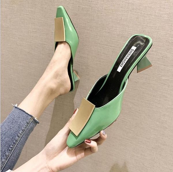 women wearing pointed semi-slippers wear the new style of summer 2019 high-heeled slippers with thick heels, Black
women wearing pointed semi-slippers wear the new style of summer 2019 high-heeled slippers with thick heels, Black