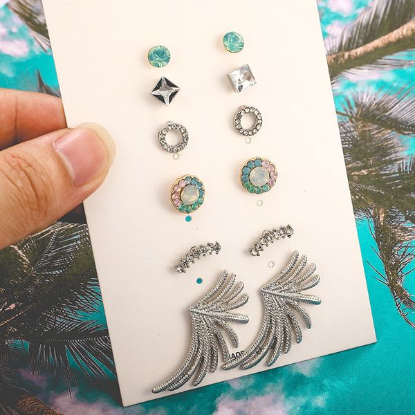 6set/pair fashion geometric round wings stud earrings full rhinestone alloy stud earrings for female party gift jewelry, Golden;silver
6set/pair fashion geometric round wings stud earrings full rhinestone alloy stud earrings for female party gift jewelry, Golden;silver