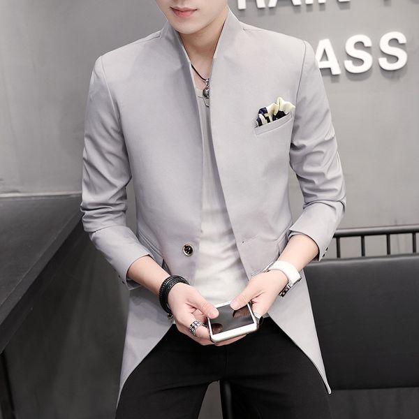 2019 men in the collar long suit young cultivate one's morality pure color suit, White;black
2019 men in the collar long suit young cultivate one's morality pure color suit, White;black